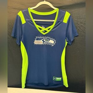 Women's Seahawks v-neck with rhinestones t-shirt